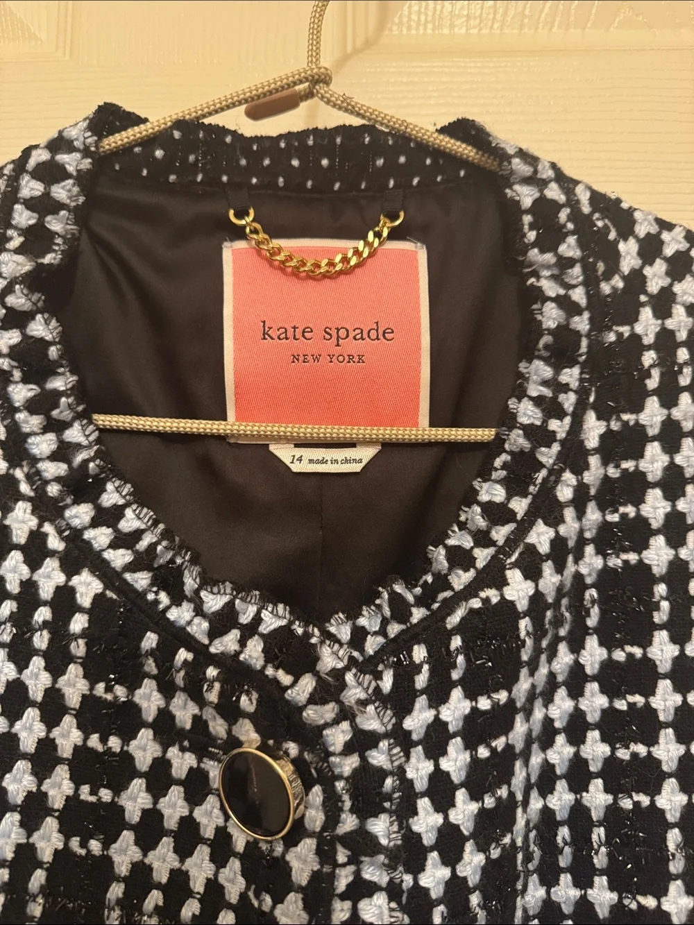 kate spade Black and White Plaid Pea Coat